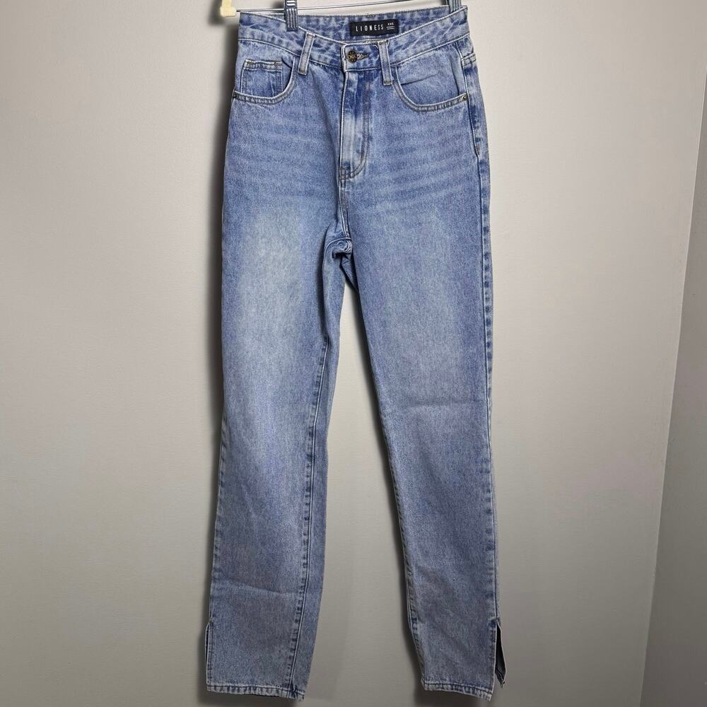 Lioness Revolve The Miami Side Slit High Rise Jeans Light Wash XXS W26 L33 EUC